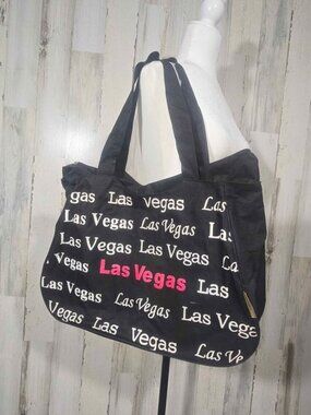 Bovano Las Vegas Zip Up Tote Bag Chip Pocket - Decorative Glitter Logo